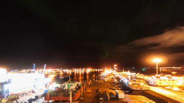 Northern Lights at Old Harbour Reykjavík - Night Day Time-Lapse