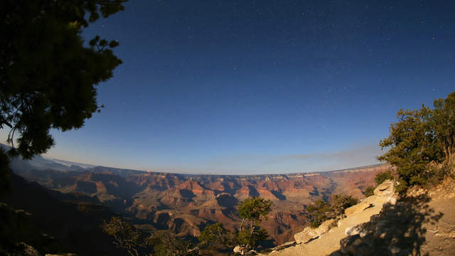 Grand Canyon in moonlight and morning twilight