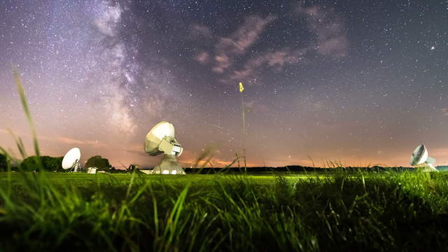 Milky Way with Satellite Dishes Timelapse Video