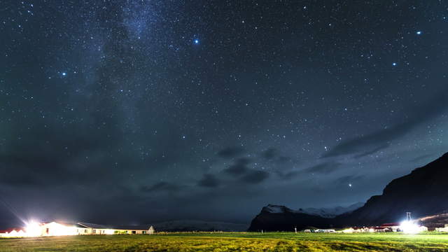 Night Sky Time-Lapse with Milky Way Austurland, Iceland
