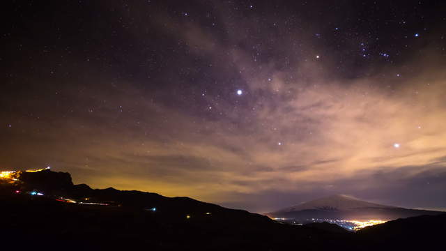 Starry Sky Night Timelapse at Mt. Etna, Sicily