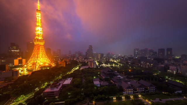 Tokyo Tower Night to Day