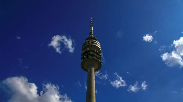 Olympia Tower Munich with Clouds