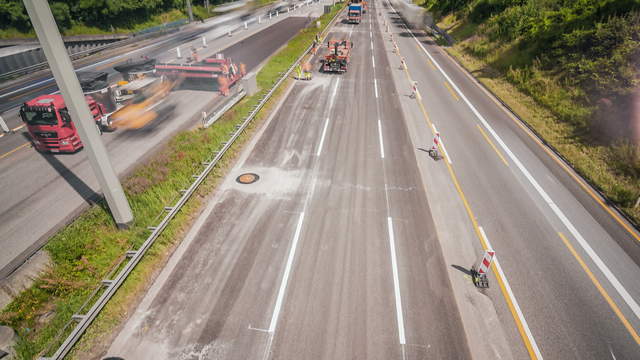 Roadwork on a highway time lapse 4k