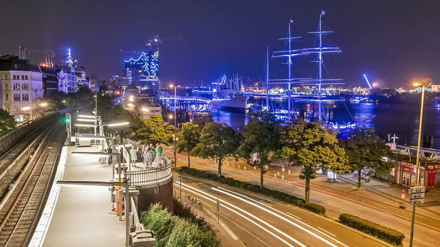 Port of Hamburg Blue Port Time Timelapse Stock Footage Video