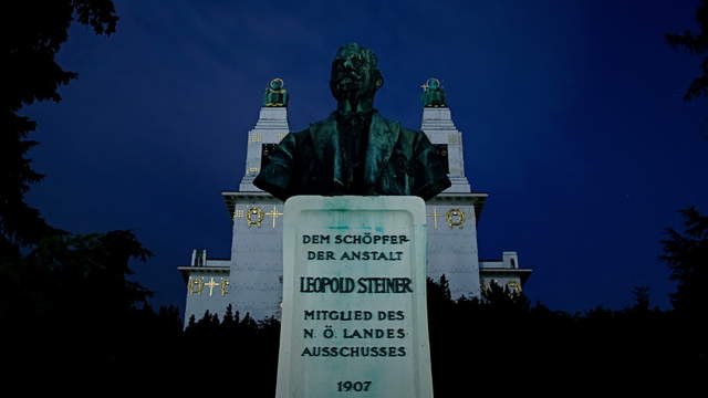 Leopold Steiner memorial on the Baumgartner Höhe in Vienna – tracking shot