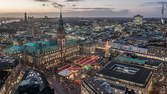 Time lapse clip - Hamburg Town Hall with Christmas Market Time Lapse