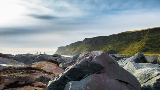 Iceland, Rocky Coast at Vík, 6K Time-Lapse Slider Shot