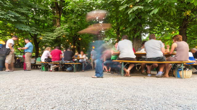 Beer Garden Dollyshot into the Night