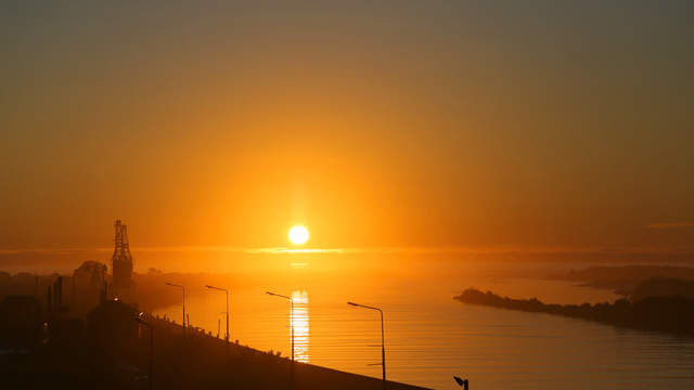 Sunset at the harbour in Greymouth, NZ