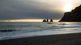 Time lapse clip - Iceland Stock Footage: Petrified trolls Reynisdrangar Ultra HD 4K 