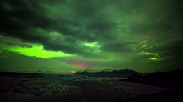 Aurora Borealis Glacier Lake Jökulsárlón