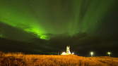 Time lapse clip - Stykkishólmskirkja with Northern Lights