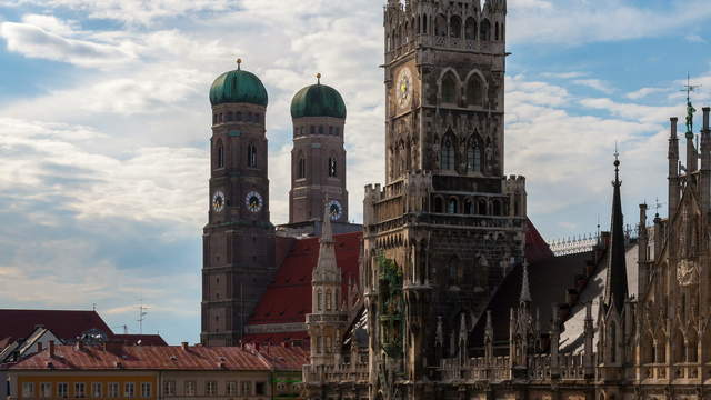 Town Hall with Frauenchurch at Marienplatz