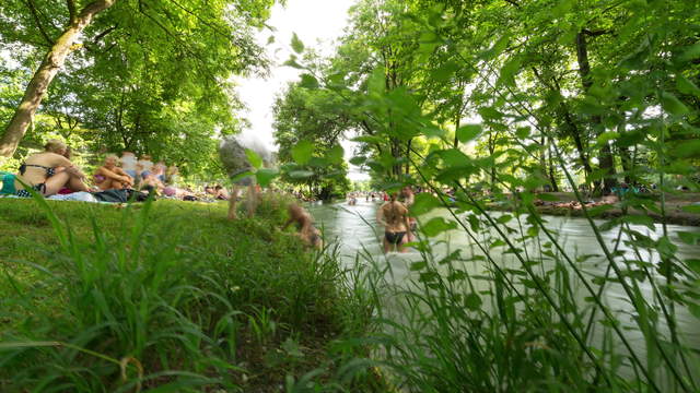 Eisbach River at English Garden Munich