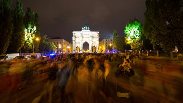 Triumphal Arch Munich Crowd of People