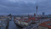 Time lapse clip - Berlin skyline - day-night transition
