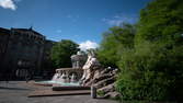 Time lapse clip - Hyperlapse 6K Munich - Lenbach Square Maximilian Square Wittelsbach Fountain