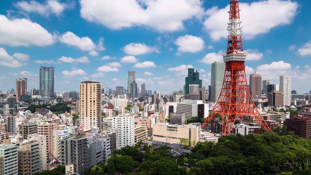 Tokyo Tower Wide Angle Stock Footage