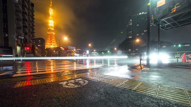 Time lapse clip - Toyko Tower Dolly Shot Stock Footage 東京