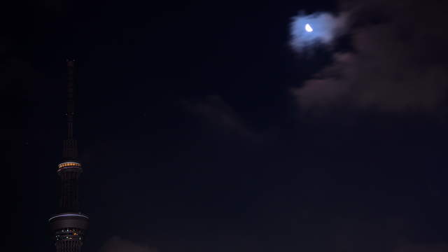 Skytree with Moon