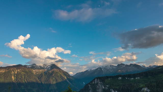 Landscape Mountains Day to Night with Moon