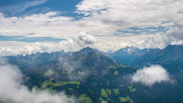 Mountain Tops in the Clouds Wide Angle