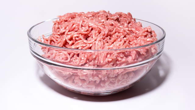 Minced Meat in Glass Bowl
