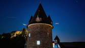 Time lapse clip - Castle Stahleck Bacharach Night Nightsky with stars